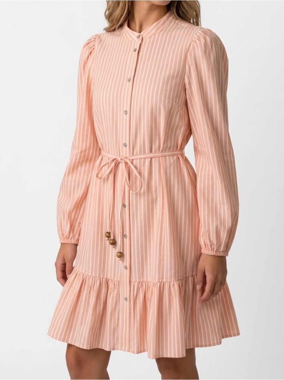Nicole Miller Long Sleeved Button-Front Shirt Dress